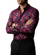 Camisa Hombre Casual Figuras Rosas, Marino