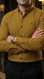 Camisa Hombre Cuadros Negro Amarillo — Onyx Mini | M · foto 1/3
