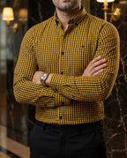 Camisa Hombre Cuadros Negro Amarillo — Onyx Mini | Moon & Rain