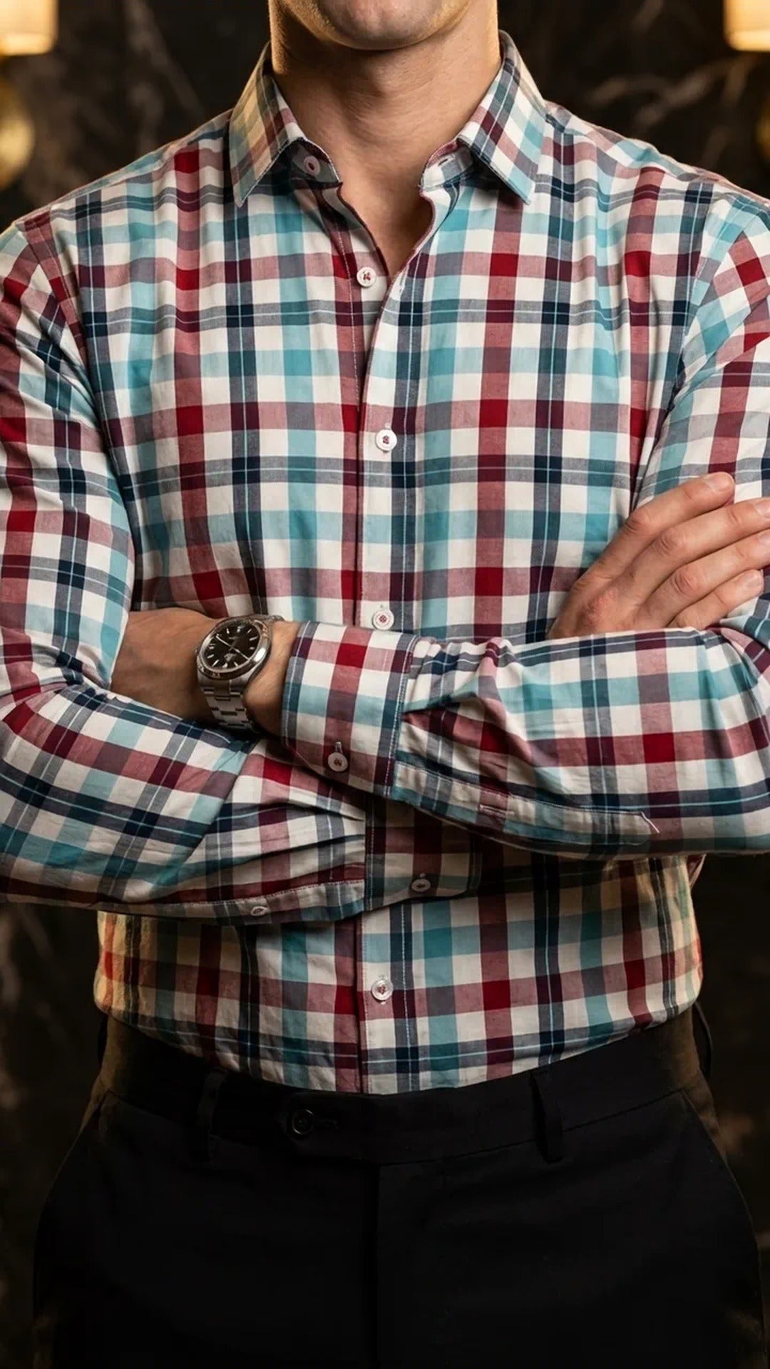 Camisa Hombre Casual Cuadros Azul, Vino, Negros, Bla · foto 1/3