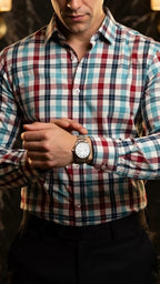 Camisa Hombre Casual Cuadros Azul, Vino, Negros, Bla · foto 2/3