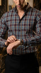 Camisa Hombre Casual Cuadros Negros, Azul, Blancos,  · foto 2/3