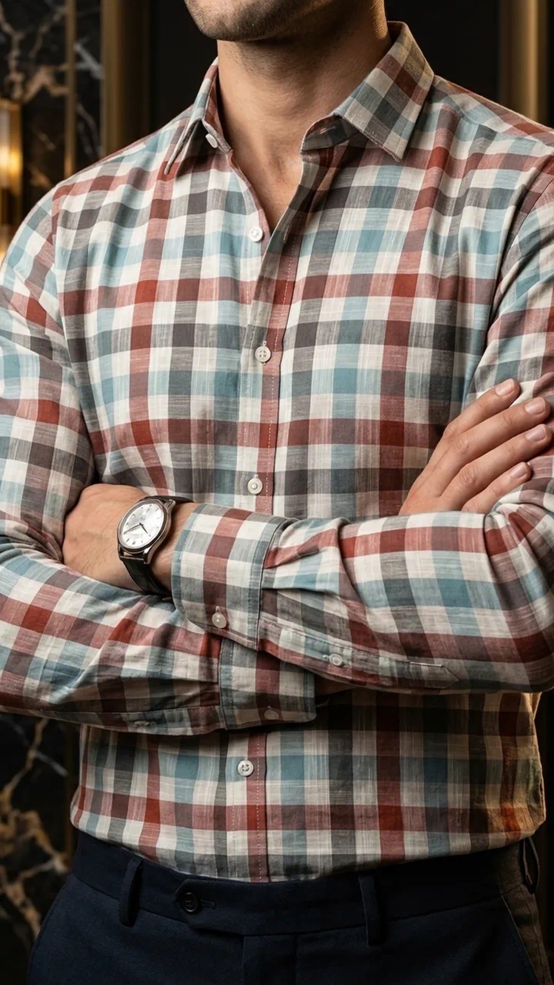 Camisa Hombre Casual Cuadros Gris, Azul, Rojos, Blan · foto 1/3