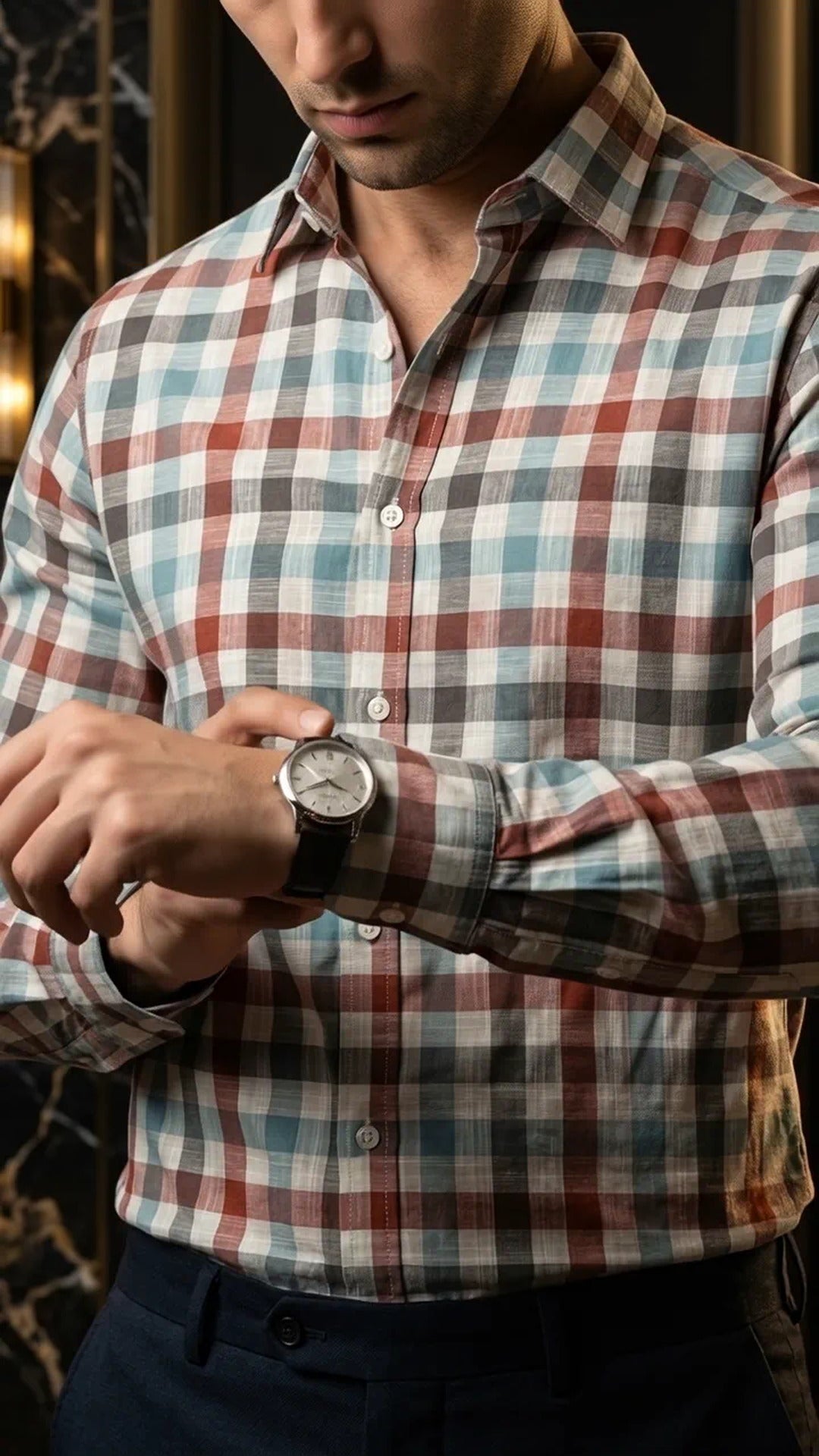 Camisa Hombre Casual Cuadros Gris, Azul, Rojos, Blan · foto 2/3