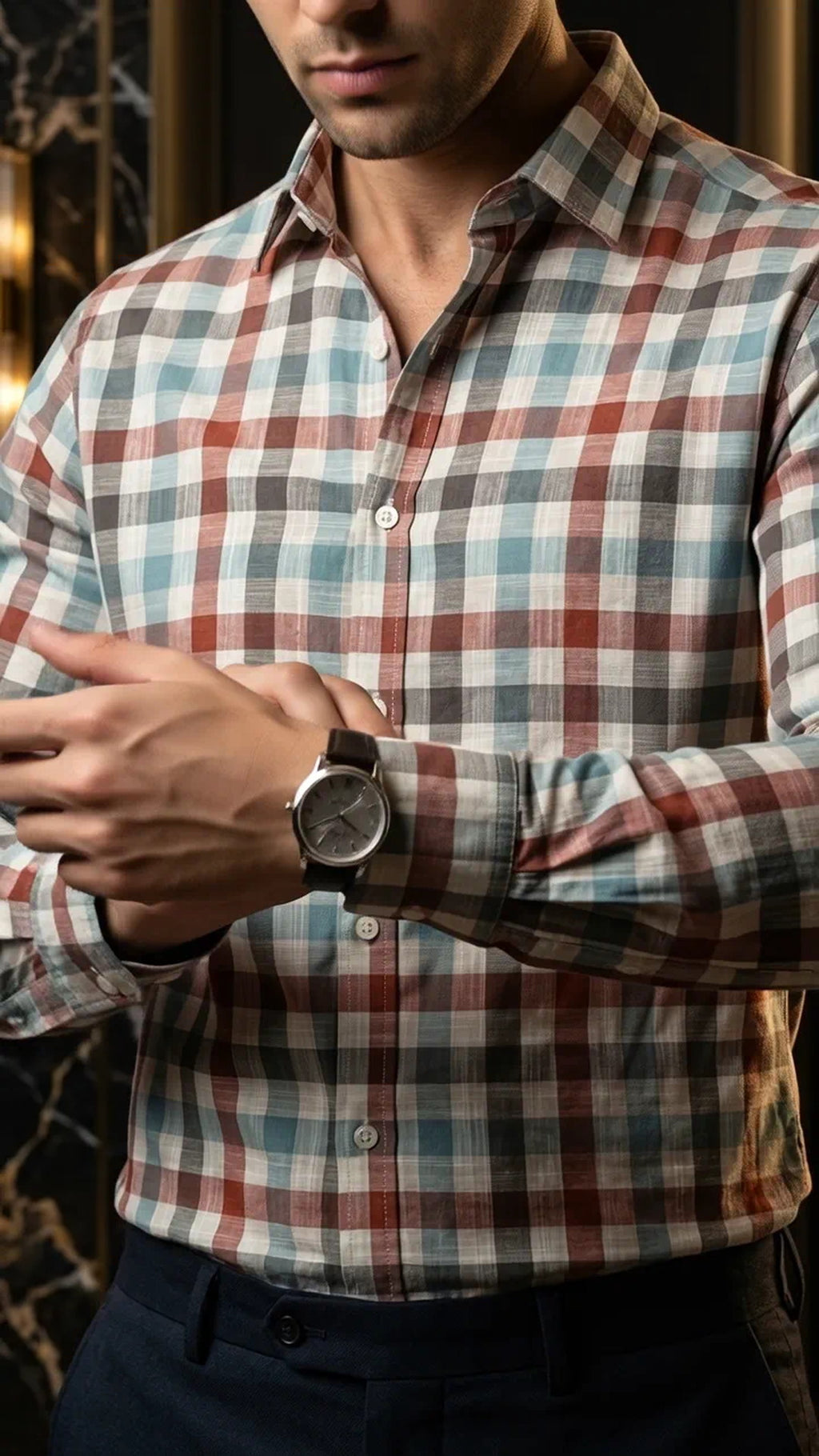 Camisa Hombre Casual Cuadros Gris, Azul, Rojos, Blan · foto 3/3