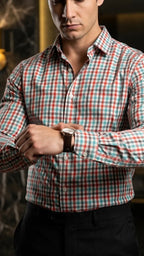 Camisa Hombre Casual Cuadros Verdes, Blancos, Rojos · foto 3/3