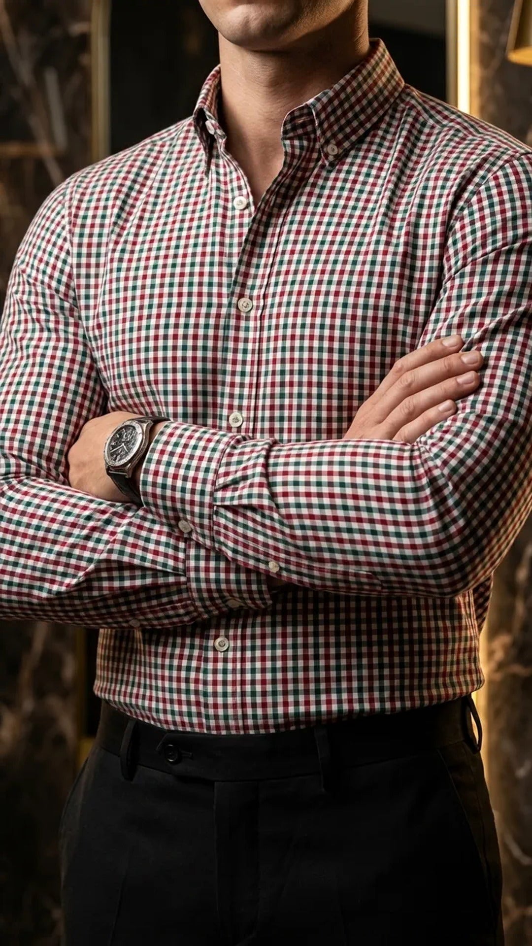 Camisa Hombre Casual Cuadros Rojos, Verdes, Blancos · foto 1/3