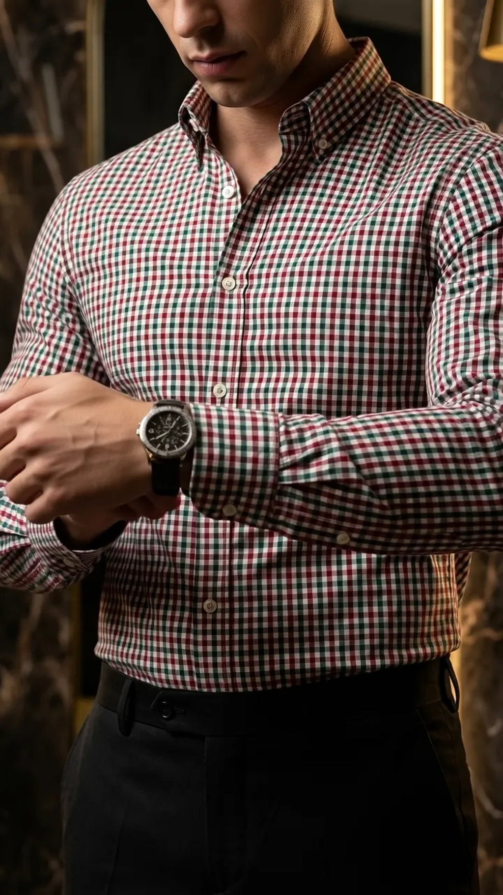 Camisa Hombre Casual Cuadros Rojos, Verdes, Blancos · foto 2/3