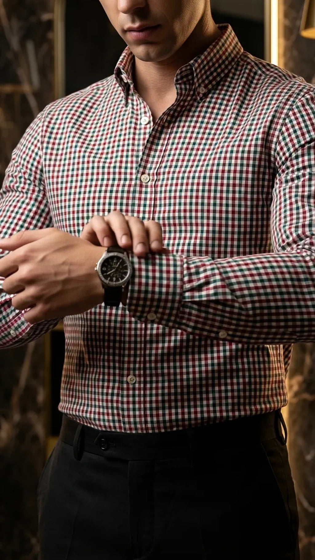 Camisa Hombre Casual Cuadros Rojos, Verdes, Blancos · foto 3/3