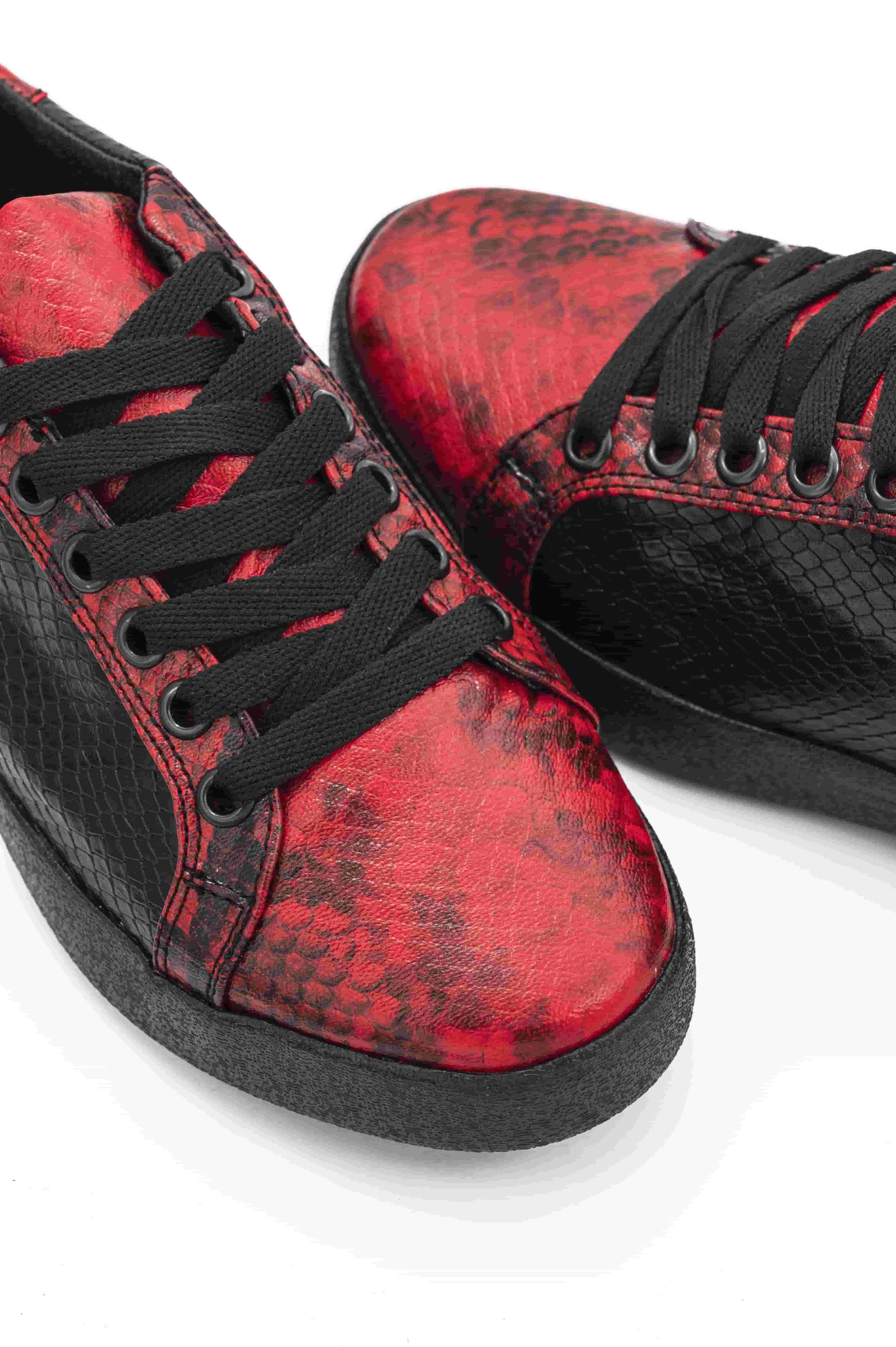 Tenis Hombre Snakers Snake Negro / Rojo