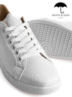 Tenis Hombres Sneakers Blancos Texturizado Snake