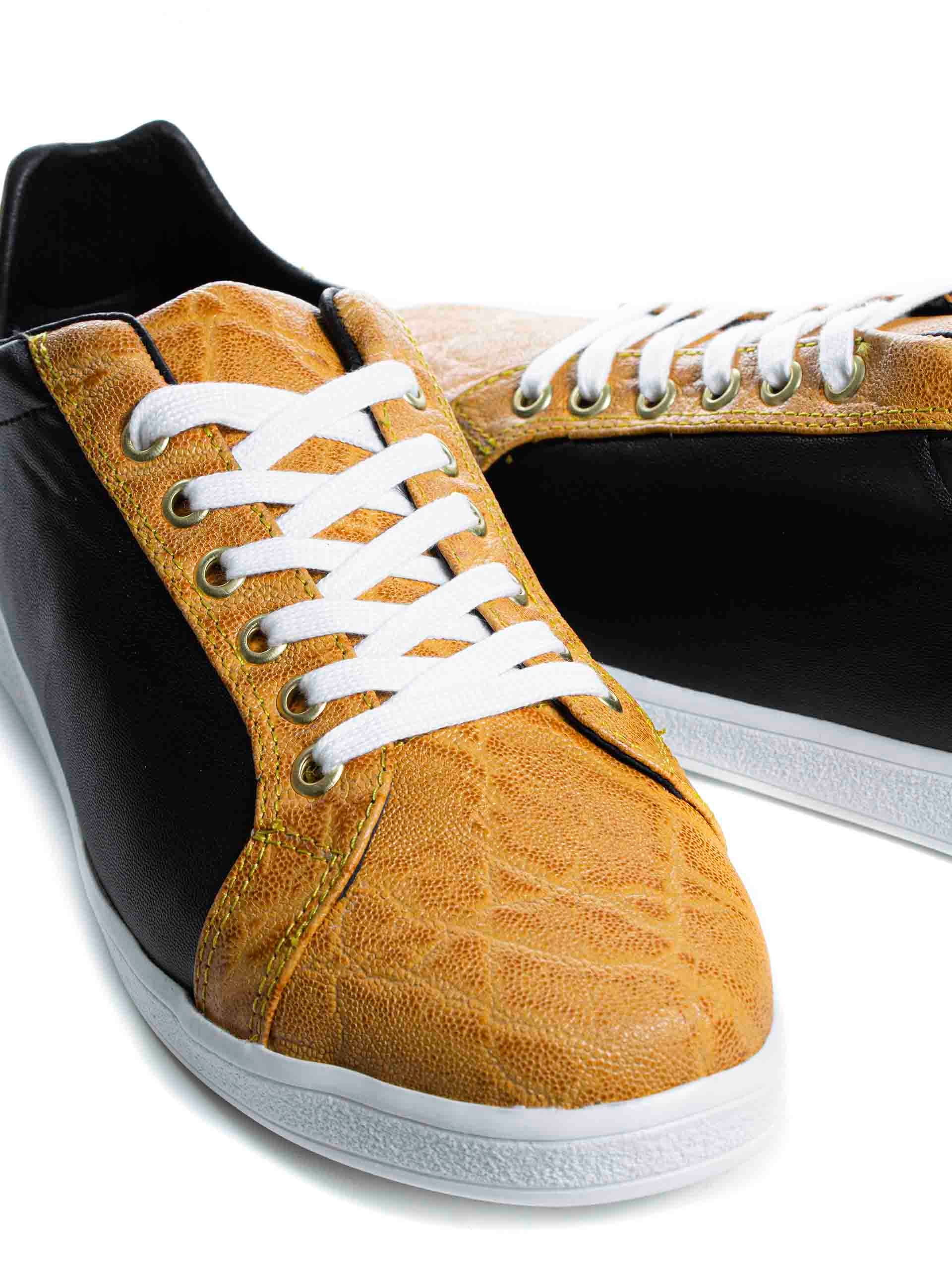 Tenis Hombre Sneakers Negros Det Amarillo Grabado
