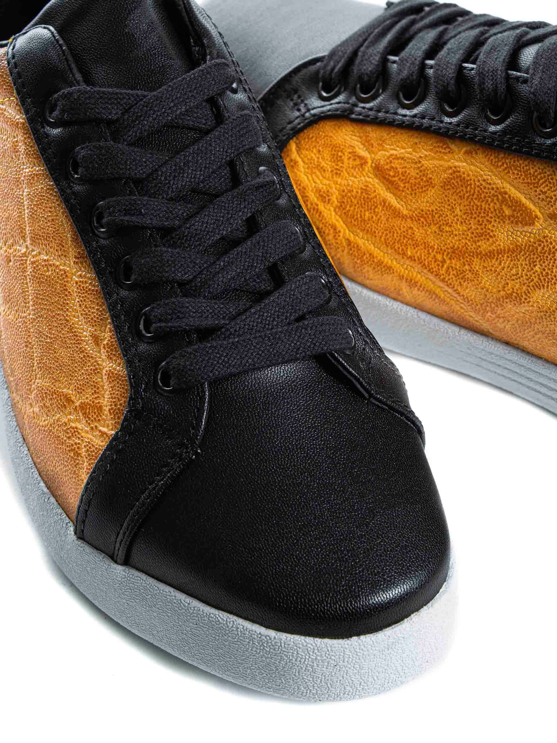 Tenis Hombre Sneakers Amarillos Grabado det Negro