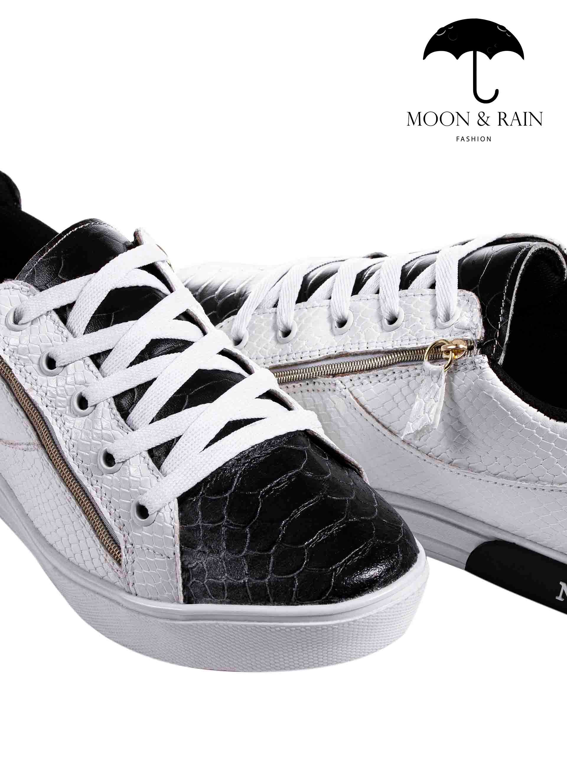 Tenis Hombre Sneakers Blancos Det Snake Negro Cierre