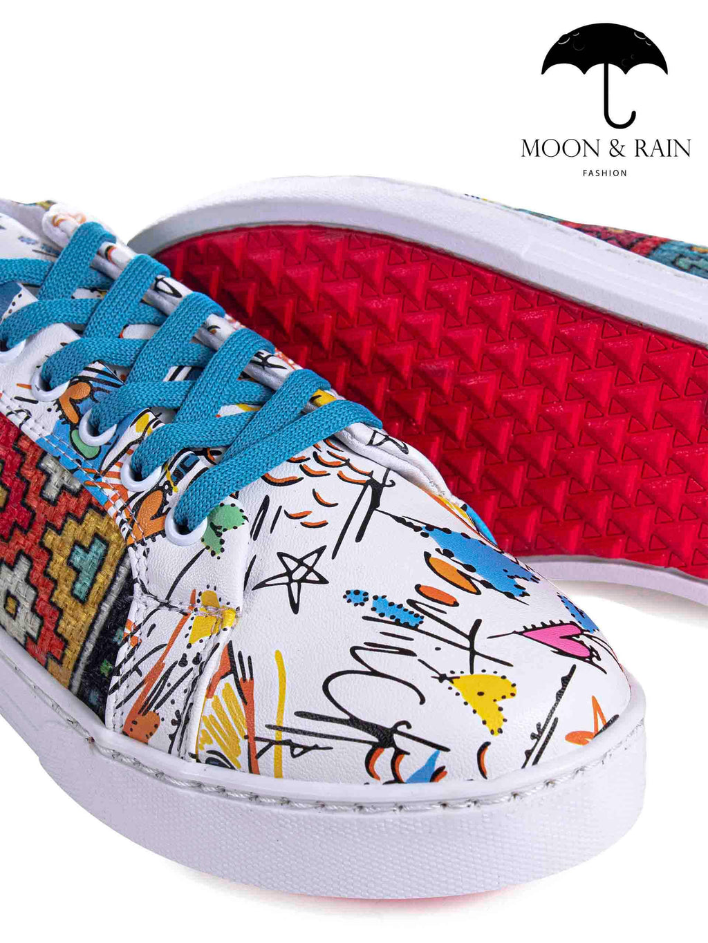 Tenis Unisex Sneakers Blancos Garabatos Det Artesanal