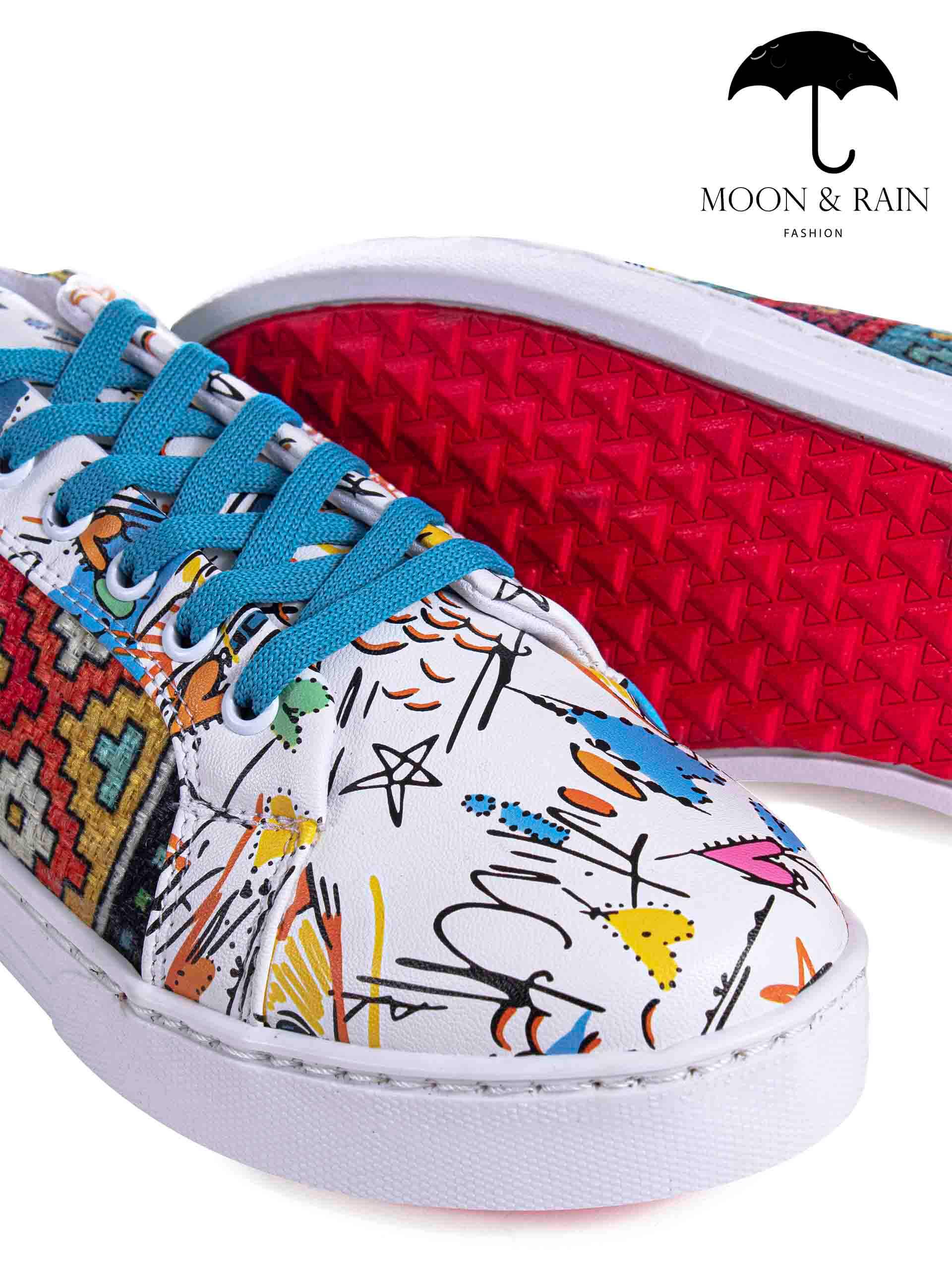 Tenis Unisex Sneakers Blancos Garabatos Det Artesanal