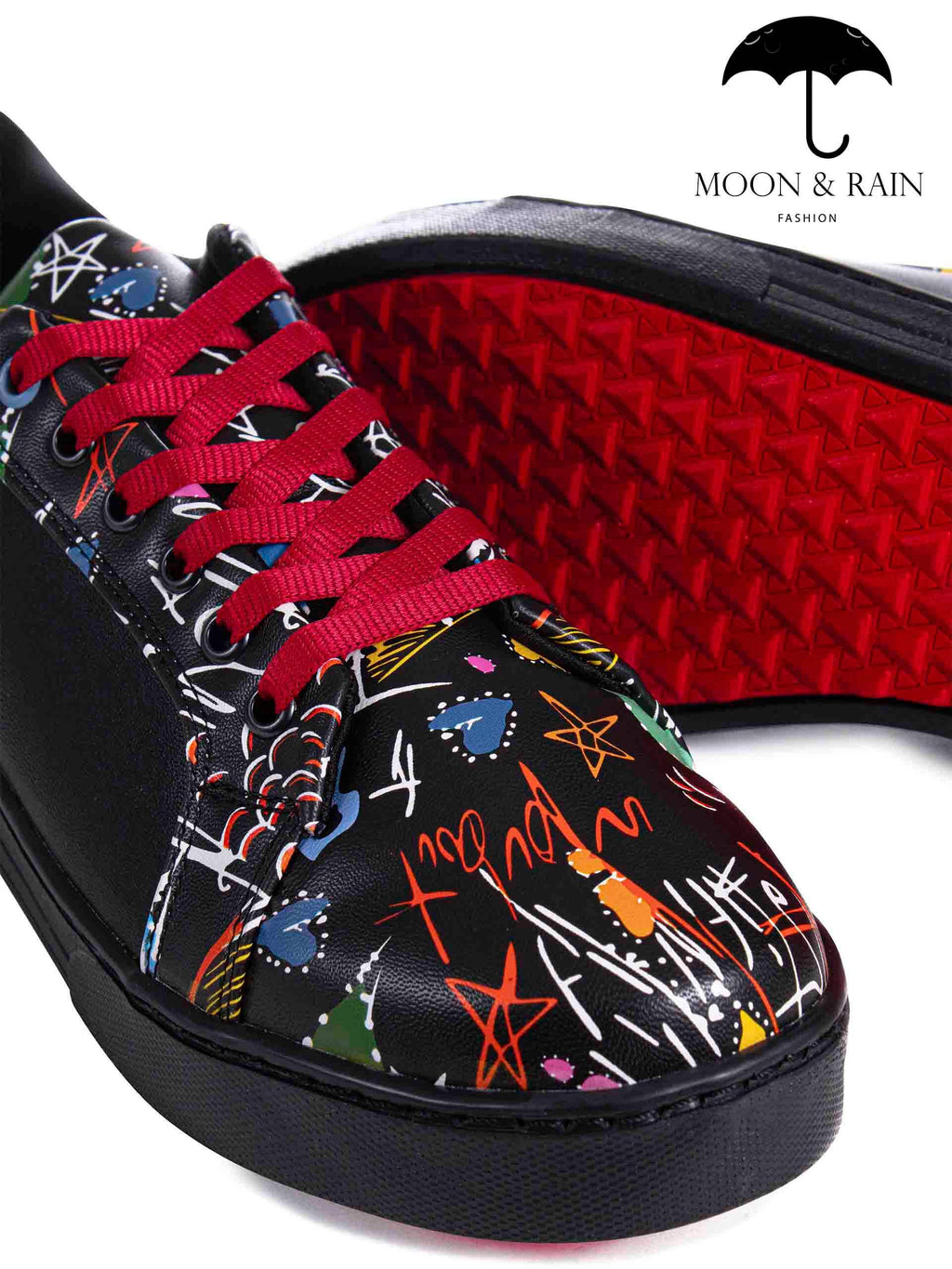 Tenis Unisex Sneakers Negros detalles Garabatos Colores