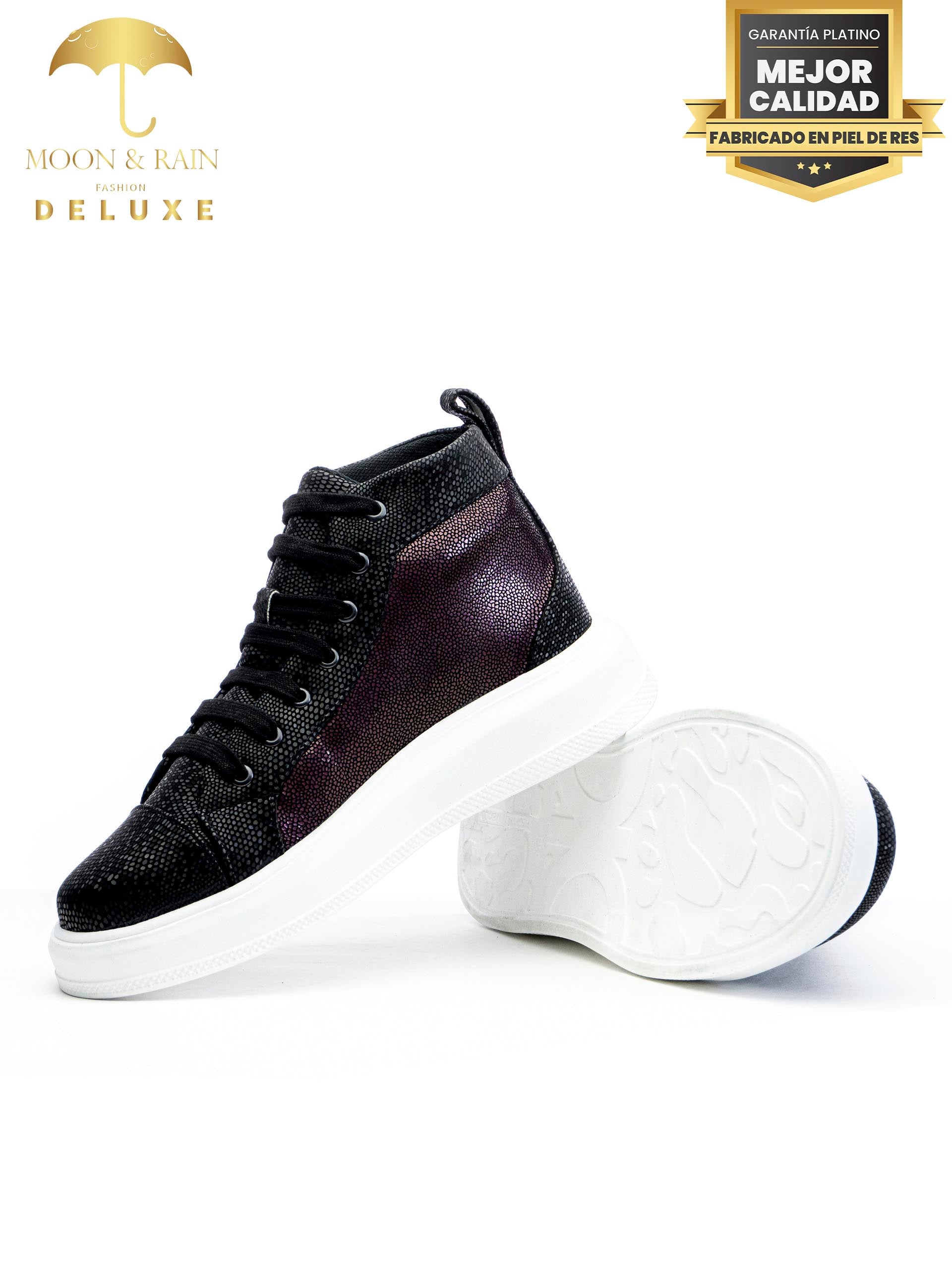Tenis Botin Hombre Texturizado Negro, Morado
