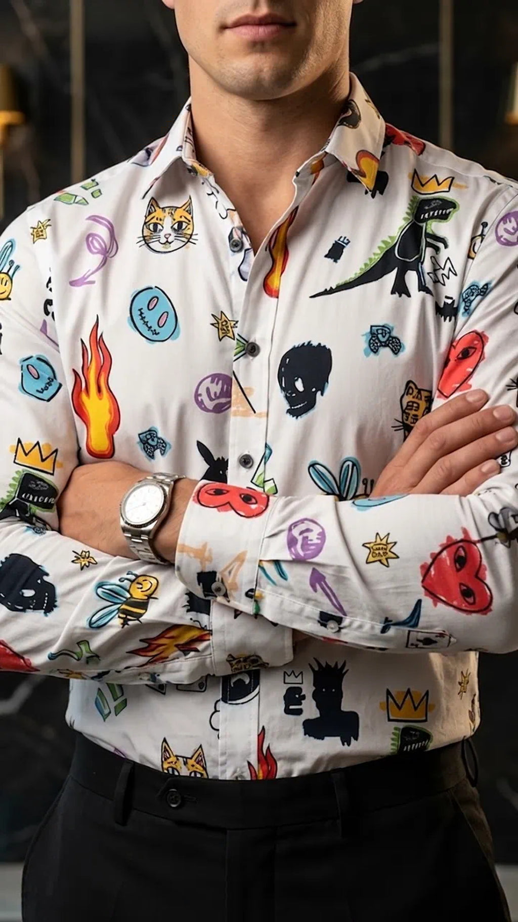 Camisa Hombre Azul Rojo Beige — Prism Mask | Moon &  · foto 1/3