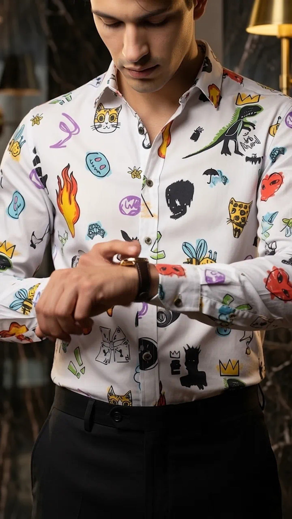 Camisa Hombre Casual Figuras Jurassic Fire - Creativ · foto 2/3