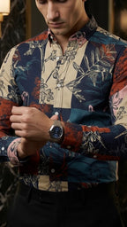 Camisa Hombre Cuadros — Floral Check | Moon & Rain · foto 2/3