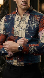 Camisa Hombre Cuadros — Floral Check | Moon & Rain · foto 3/3