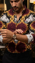 Camisa Hombre Estampado Blanco Rosa — Ivory Rose | M · foto 2/3