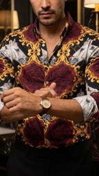 Camisa Hombre Estampado Blanco Rosa — Ivory Rose | M · foto 3/3