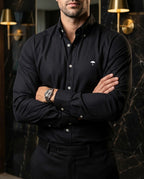 Camisa Hombre Negro — Obsidian Flux | Moon & Rain