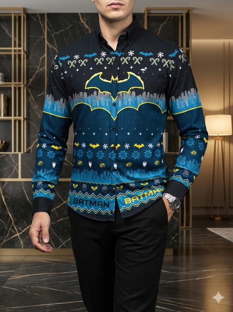 Camisa Hombre Casual Slim Fit Batman Navieña