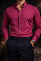 Casual Shirt Men Plain Pink Mexican