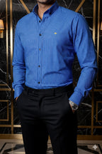 Men's Casual Shirt, Micro Check Royal Blue