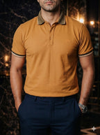 Playera Polo Hombre Casual Oro detalles Negros, Beige