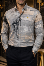 Camisa Hombre Casual Gris Detalles Negros Tony Montana