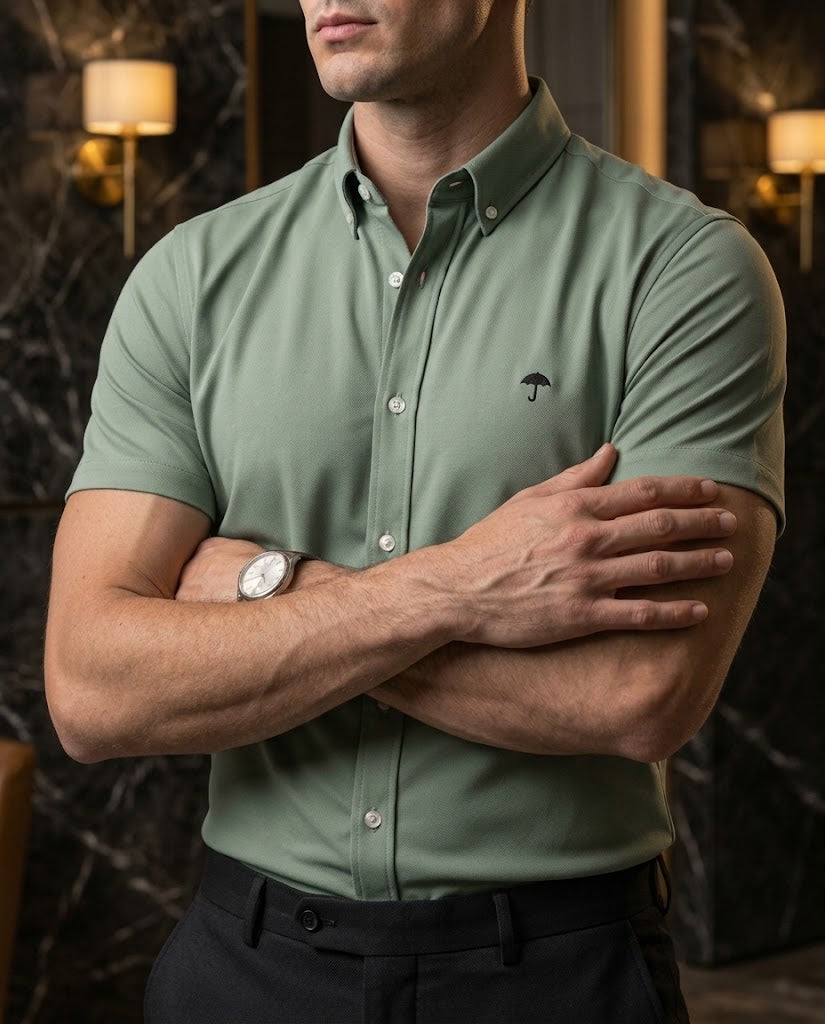 Camisa Hombre Verde — Pistachio Flux | Moon & Rain
