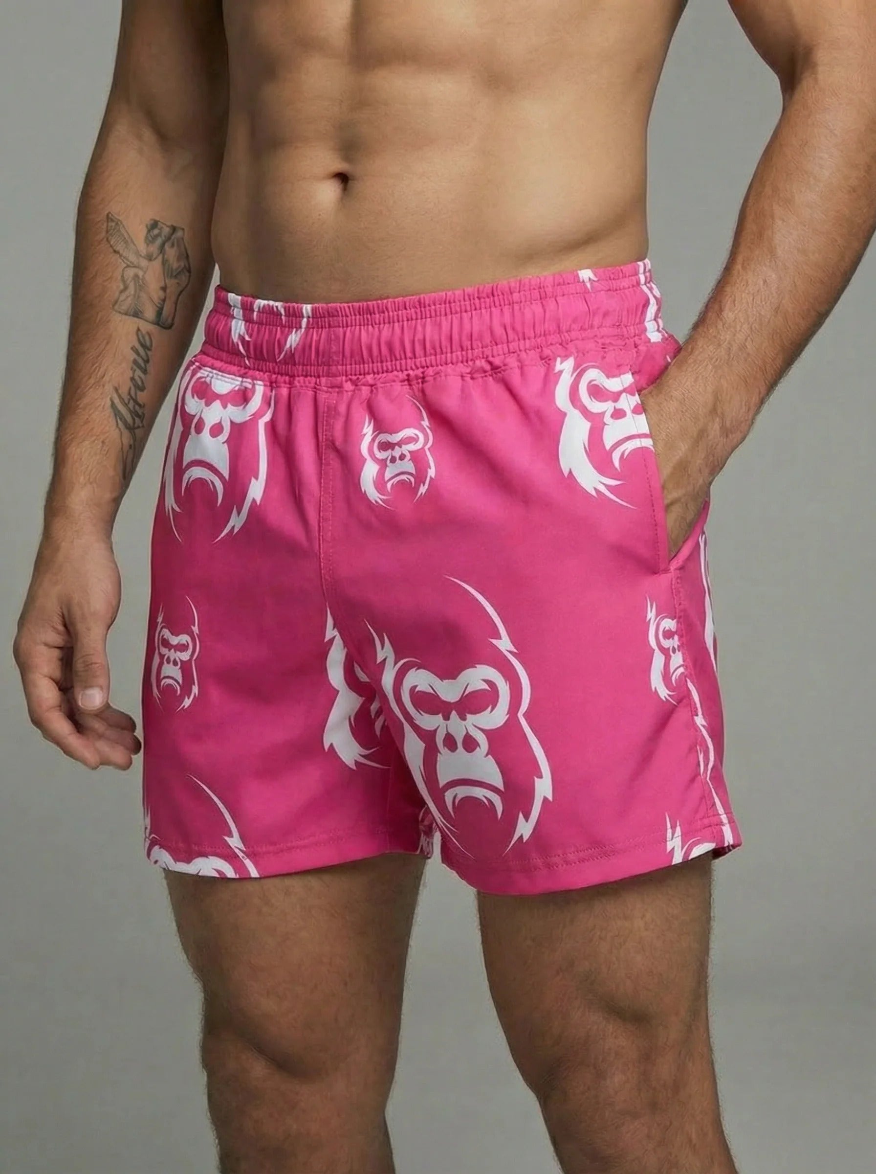 SHORT DEPORTIVO ROSA JUNGLE CON LICRA PARA HOMBRE KINESTESIA