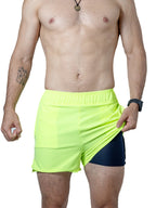 SHORT DEPORTIVO AMARILLO NEÓN CON LICRA P HOMBRE KINESTESIA