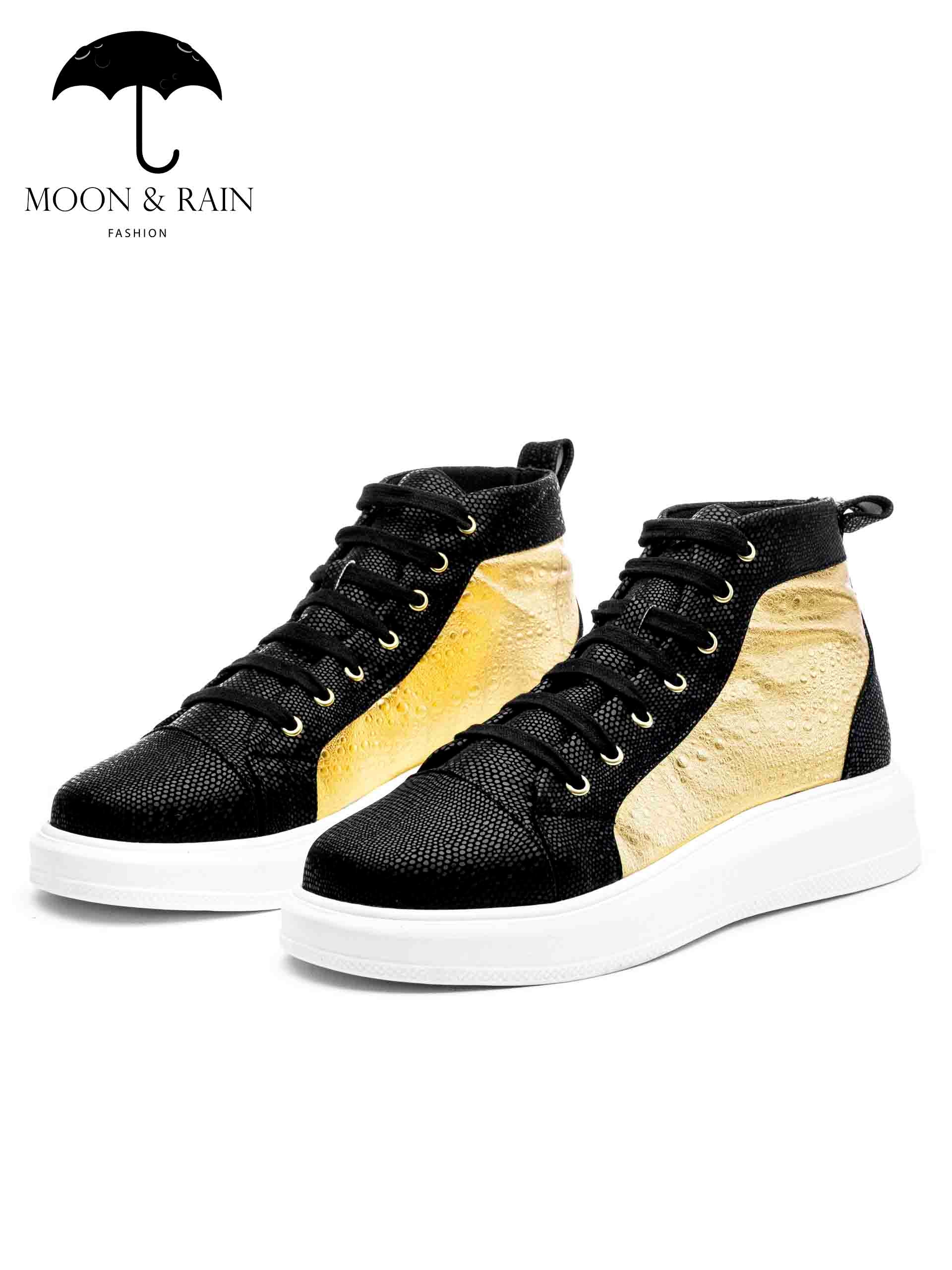 Tenis Bota Botín Hombre Dorado Coco Texturizado Negro - Tiendas Platino Tenis Hombre 25 MX
