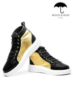 Tenis Bota Botín Hombre Dorado Coco Texturizado Negro - Tiendas Platino Tenis Hombre 25 MX