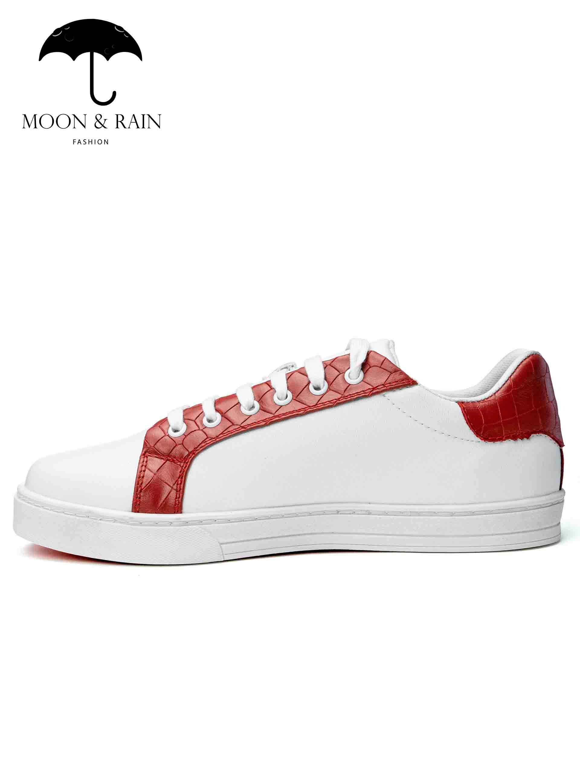 Tenis Sneakers Hombre Blanco Liso Texturizado Rojo Y Azul PIEL - Tiendas Platino Tenis Hombre 25 MX