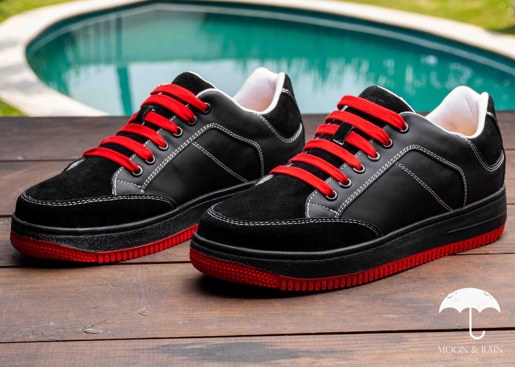 Tenis Sneakers Hombre Negros Liso Det Texturizado Gamuza - Tiendas Platino Tenis Hombre 25 MX