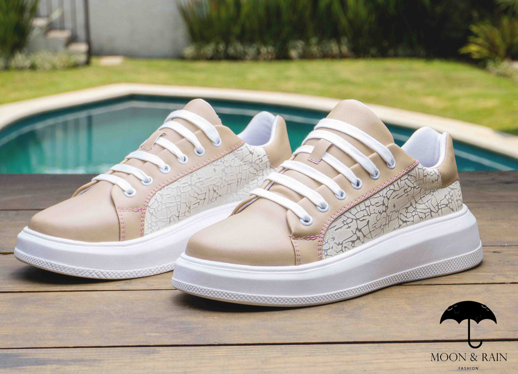 Tenis Sneakers Hombre Beige Liso Det Texturizado - Tiendas Platino Tenis Hombre 22 MX