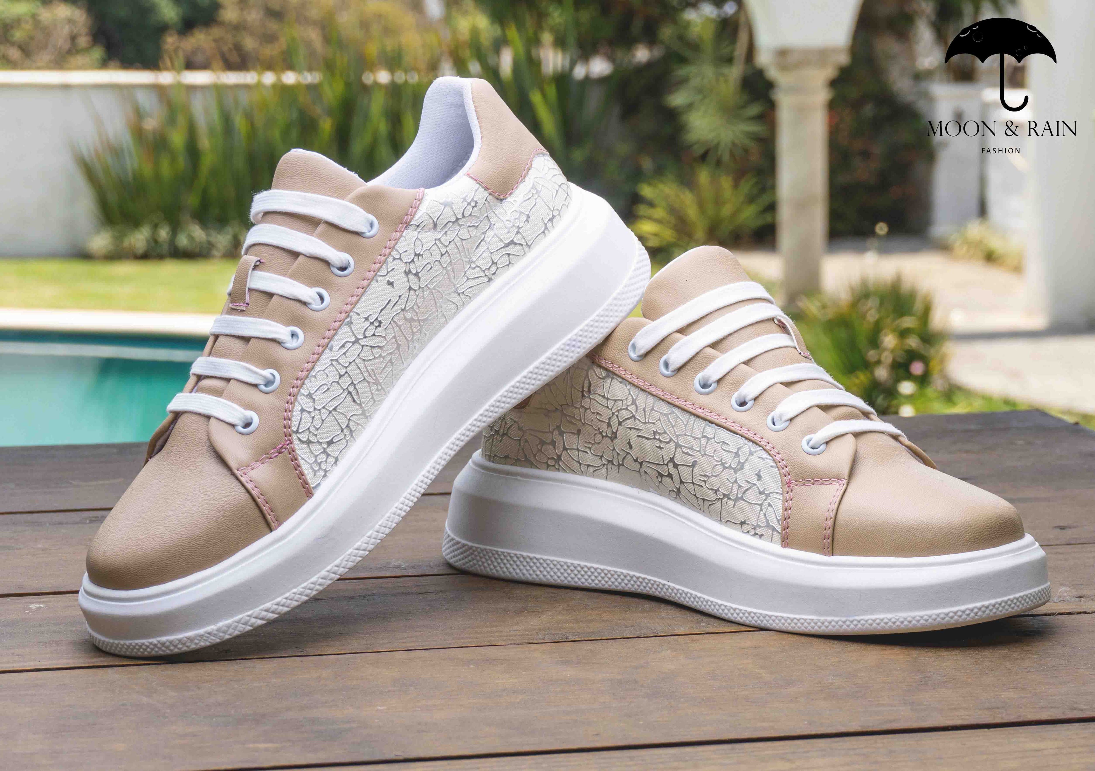 Tenis Sneakers Hombre Beige Liso Det Texturizado - Tiendas Platino Tenis Hombre 22 MX