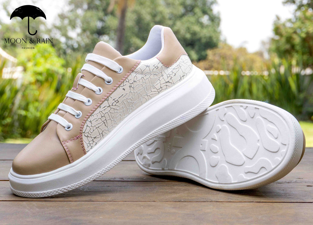 Tenis Sneakers Hombre Beige Liso Det Texturizado - Tiendas Platino Tenis Hombre 22 MX