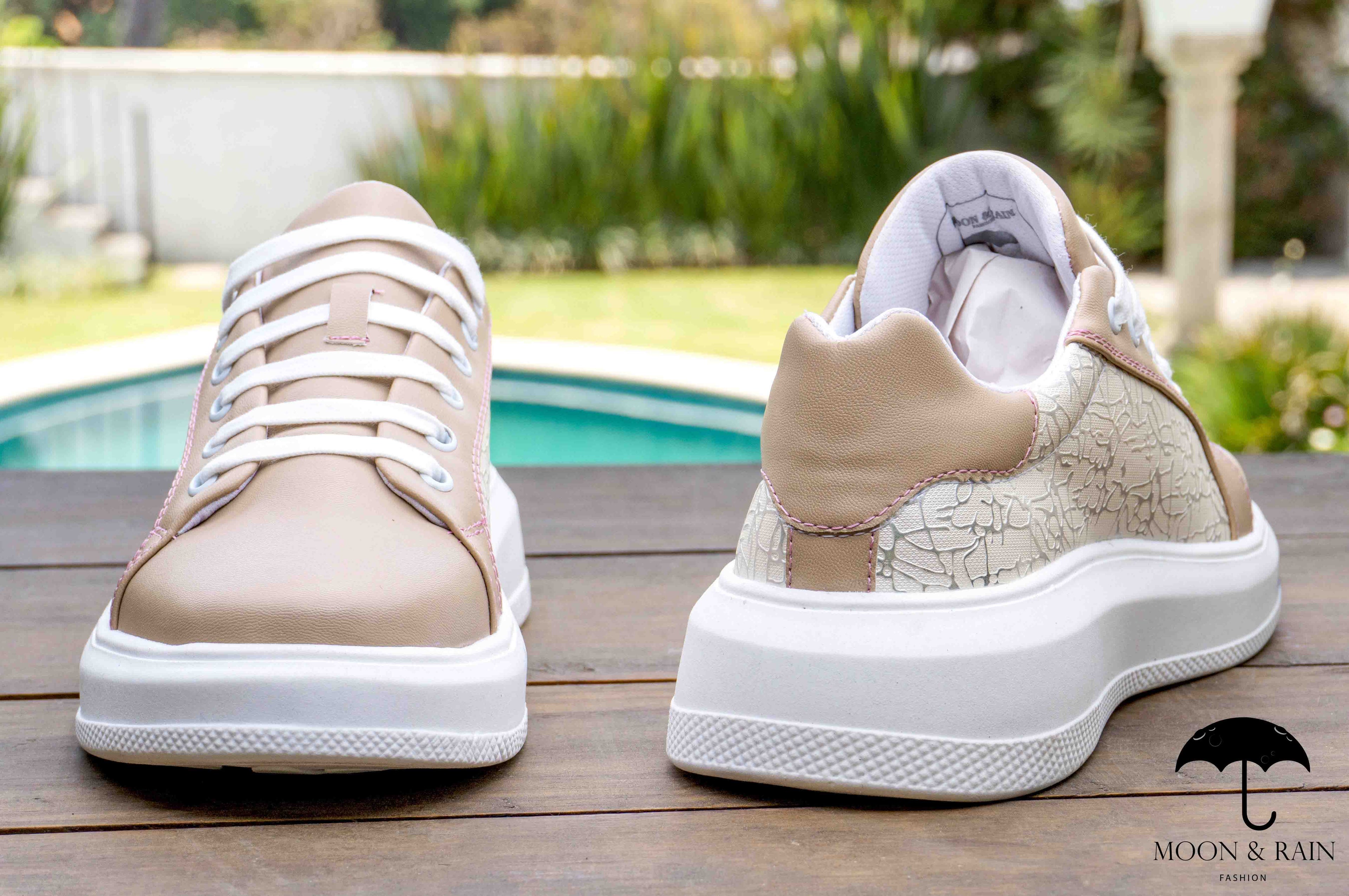 Tenis Sneakers Hombre Beige Liso Det Texturizado - Tiendas Platino Tenis Hombre 22 MX