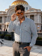 Camisa Hombre Manga Larga Blanco Negro R ojo