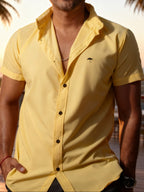 Camisa Hombre Casual Lisa Amarillo