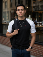 Playera Hombre Slim Fit Negra Det Blancas - 34 (S)-Tiendas Platino