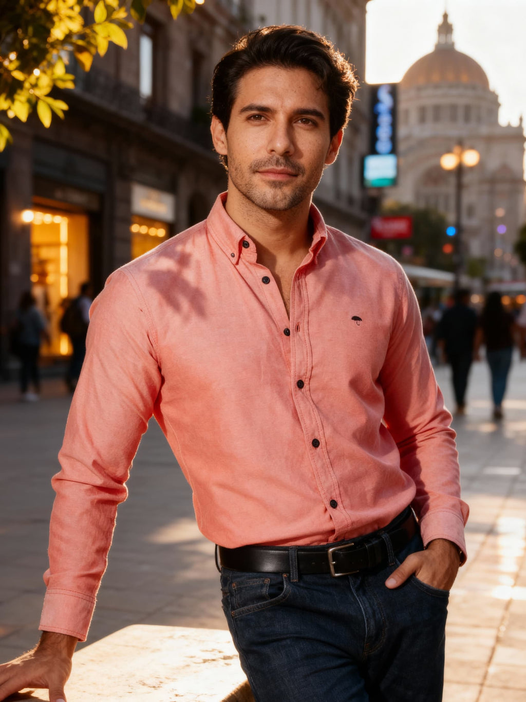 Camisa Hombre Casual Lisa Roja