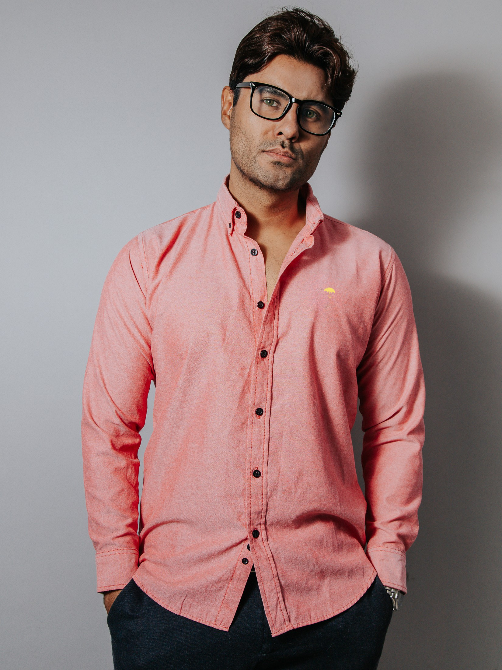 Camisa Hombre Casual Lisa Roja